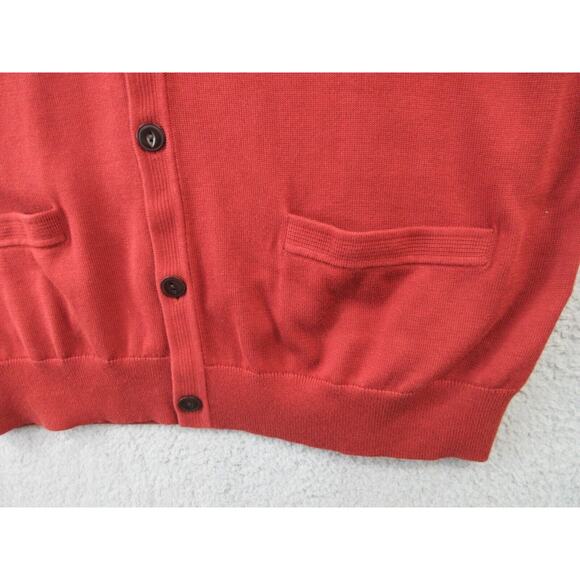 NWT Lands End Cardigan Mens Large Brown Supima Cotton Sweater Button Up Adult - Picture 6 of 14